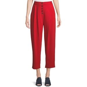 A.L.C. Russel Red Crepe Pleated Crop Pants Button Fly 8 $398